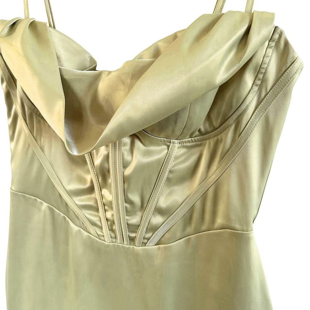 Unbranded Women's Green and Yellow Corset Midi Dress - Picture 5 of 6